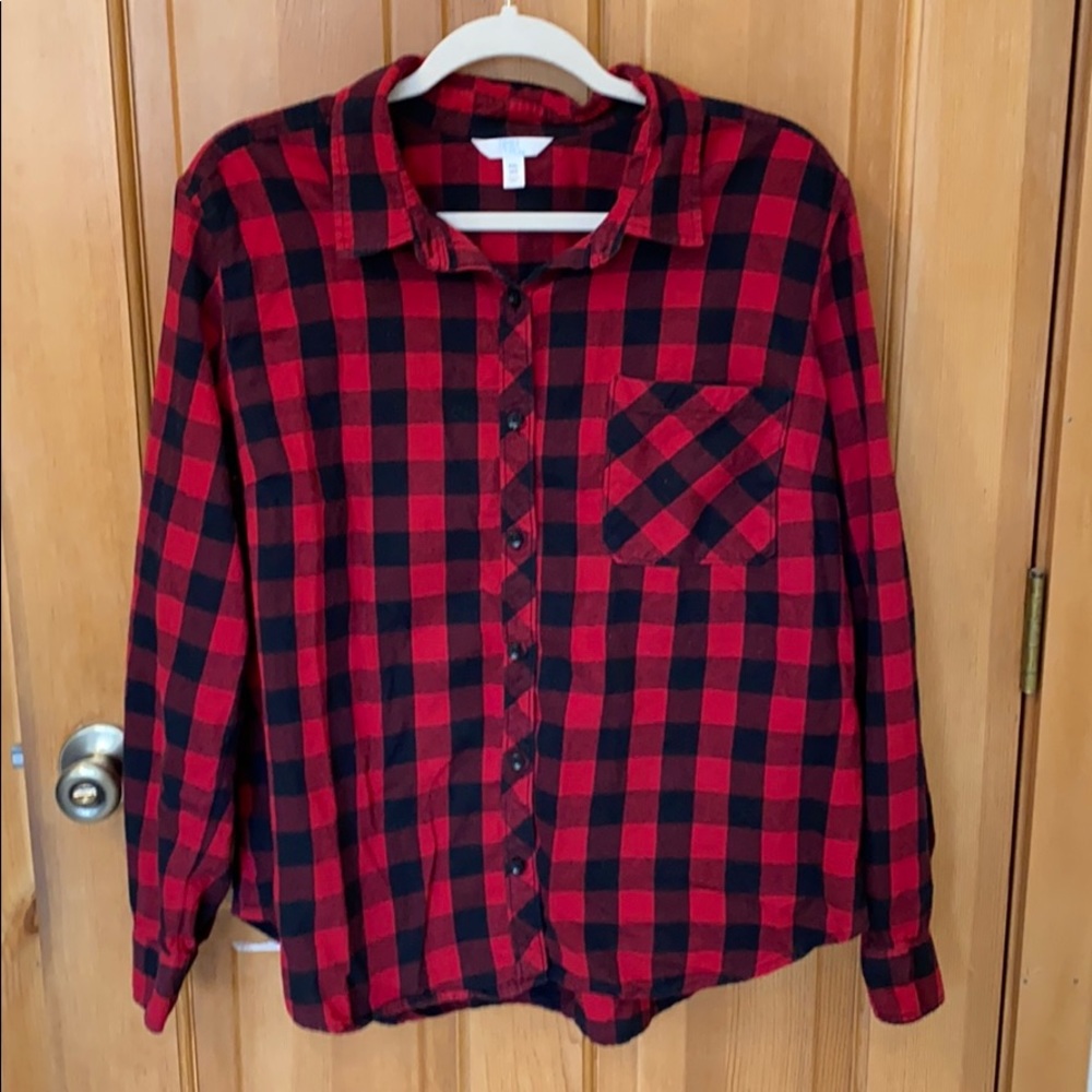 Women’s Buffalo Plaid button down shirt